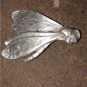 Vtg Dragonfly Pewter Brooch Signed By The Artist Teri Jefferson 1981